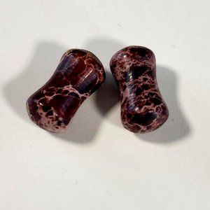 Red jasper ear plugs 2 ga gauge double flare